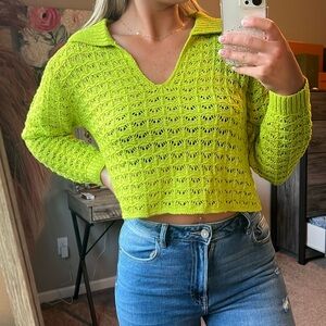 Bright green sweater